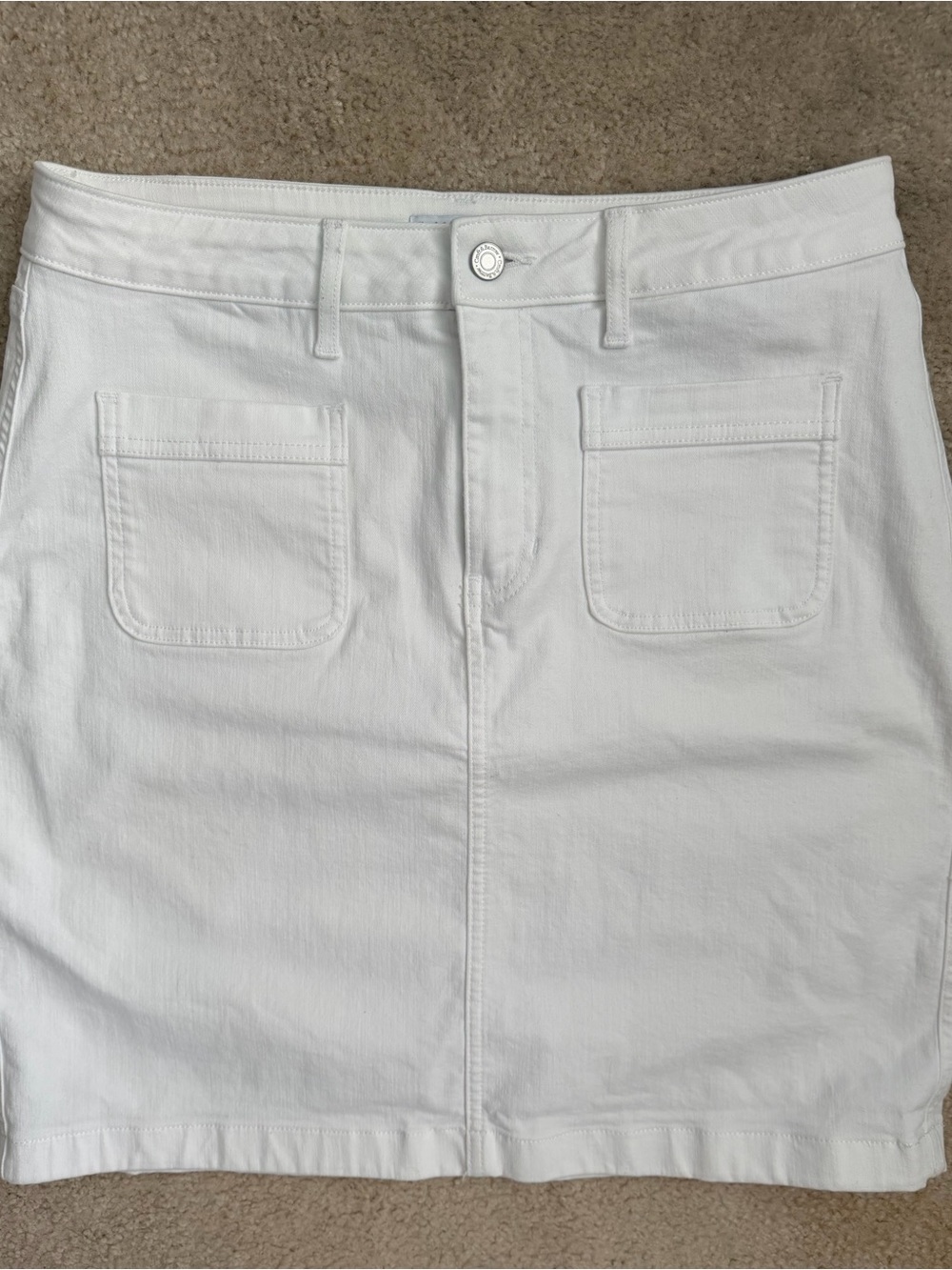 Croft & Barrow White Denim Button-Front Skirt